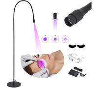 Lampe Uv De Polymérisation De Colle,Lampe D'Extension De Cils Uv Led+Cache-?il+Lunettes+Interrupteur Au Pied,Taille De Spot Réglable,Col De Cygne Flexible 10 W,395-400 Nm,Black