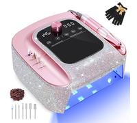 Lampe UV sans fil rechargeable 2 en 1 et kit de perceuse à ongles électrique avec capteur automatique, écran LCD, machine professionnelle de séchage à ongles gel 45 000 tr/min pour utilisation à