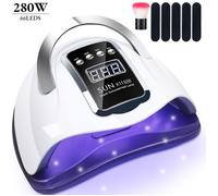 Lampe UV Sèche Ongles,280W LED Lampe à ongles Séchoir à Ongles Portable avec avec 66 Perles de Lampe,4 Minuteries 10/30/60/99S