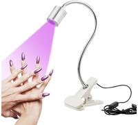 Lampe Uv Sèche Ongles, 3w Usb Uv Séchoir À Ongles Utraviolette Avec Clip, Pour Colles Ongles En Gel, Avec Tête Ajustable Idéal Pour Travailler Un Doigt Ou Toute Une Main(Silver)[X488]