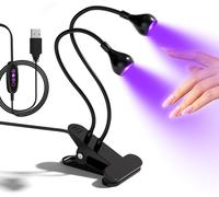 Lampe Uv Sèche Ongles Rotative À 360° À Double Tête Pour Ongles Américains, Usb Ultraviolet Avec Clip, Lampe Led Professionnelle À Polymérisation De Colle 3w (Noir)