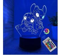 Lampe veilleuse 3D Disney Stitch avec télécommande décorative pour Noël et anniversaire