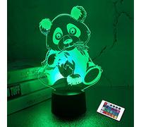 Lampe veilleuse 3D pour enfants avec télécommande - 16 couleurs - Motif panda mignon - Changement automatique avec interrupteur tactile - Cadeau de Noël ou d'anniversaire pour enfants