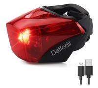 Lampe Vélo LED Arriere Puissante Rechargeable Clignotante Batterie USB - Daffodil LEC510R - Feu Electrique Rouge pour Bicyclette, VTT, Trottinette, Sac à Dos Noir et rouge