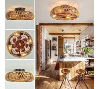 Lampe Ventilateur de Plafond Cage En Fer Réversible 6 Vitesses Timer avec Lumière Mode Hiver Été Rétro Industriel avec Télécommande