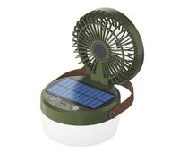 Lampe ventilateur solaire de camping multifonction | recharge solaire/USB-C,3 vitesses de ventilation & 4 niveaux de lumière