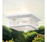 Lampe Verre Rustique IP44 Blanc 2x E27 Carré Jardin Maison Extérieure Couverture