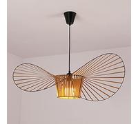 Lampe Vertige Suspension Vintage Restaurant Lustre (Réglable En Hauteur) Fibre De Verre/Polyuréthane Chapeau Lumières E27 Lustres for Intérieur Salon D'ombre (80CM, Brown)