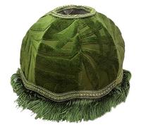 Lampe victorienne Olive vert vintage Fringe Fringe Shade Protection de poussière rustique garni d'or pour l'hôtel, le salon, la chambre, la forme d'un demi-tour, une frange