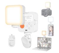 Lampe Vidéo LED de Poche, Lumière de Remplissage Bicolore 3000K - 6500K, Batterie Intégrée, Clip Rotatif et Monture Cold Shoe - Haute Luminosité, 3 Modes de Lumière, pour Confére