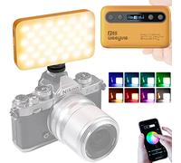 Lampe vidéo LED RVB 5 W pour streaming en direct YouTube Tiktok, 2800 K-6800 K à intensité variable, télécommande par application, batterie intégrée de 2000 mAh (jaune)