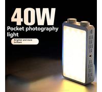 Lampe vidéo LED V40, lampe LED portable de caméra de 40 W, CRI 98+ 2800K~9000K 8000 lumens, lampe d'appoint de poche pour selfies, contrôle de la température, batterie rechargeable intégrée, charge PD