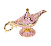 Lampe vintage Aladdin Magic Genie pour maison, fête, mariage, décoration de table et cadeau, boîte à bijoux classique en alliage de zinc (doré et rose)