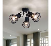 Lampe Vintage De Plafond Spot Rondelle Projecteur Noir Cage Chambre