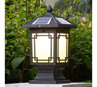 Lampependue D'Extérieur À Led, Colonne Lumineuse Moderne Câblée,Pilier de 36,8 Cm, Étanche, Lumière Chaude 3000 K,De Clôture À Led, Lanterne Noire Pour Décoration de Jardin, Terrasse, Cour - Solaire