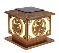 Lampependue D'Extérieur Solaire, Décoration de Chemin, Lanterne Moderne, Lot de 1, D'Extérieur de Style Chinois Avec Verre Trempé, Poteaux Lumineux Antirouille Pour Décoration de Jardin, Base E26/Bron