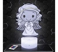 Lampephoto.fr - Lampe 3D Ange Fille, Décoration Collection Catholique Chrétien, Religion, Idée Cadeau Homme Femme, Objet Ange Fille, Veilleuse LED, Déco Chambre, Idee Cadeau Homme Femme Original