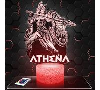 Lampephoto.fr - Lampe 3D Athena Mythologie Dieu Grèce Antique Olympe, Idée Cadeau Mythologie, Veilleuse Tactile Led, Effet Hologramme 3D, Idée Cadeau Noël Anniversaire Garçon et Fille, Déco Chambre