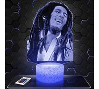 Lampephoto.fr - Lampe 3D B. Marley Cadeau Reggae, Veilleuse Tactile Led Illusion, Effet Hologramme 3D, Idée Cadeau Noël Anniversaire Garçon et Fille Lampe de Nuit Chambre d'Enfant ou Adulte TOP