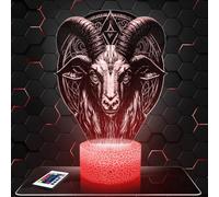 Lampephoto.fr - Lampe 3D Bouc Satanique, Diable Sorcellerie Démon, Décoration Halloween, Veilleuse Tactile Led Illusion, Effet Hologramme 3D, Idée Cadeau Noël Anniversaire Garçon et Fille