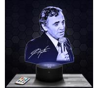 Lampephoto.fr - Lampe 3D C. Aznavour, Décoration Chanteur Variété Française, Idée Cadeau Homme Femme, Veilleuse LED Chanson Française, Idée Cadeau Fan de Musique, Effet Hologramme