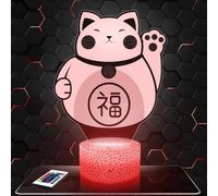 Lampephoto.fr - Lampe 3D Chat Porte Bonheur Chinois, Décoration Chine, Veilleuse Tactile Led Illusion, Effet Hologramme 3D, Idée Cadeau Noël Anniversaire Garçon et Fille, Décoration Chambre