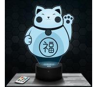 Lampephoto.fr - Lampe 3D Chat Porte Bonheur Chinois, Décoration Chine, Veilleuse Tactile Led Illusion, Effet Hologramme 3D, Idée Cadeau Noël Anniversaire Garçon et Fille, Décoration Chambre