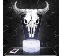Lampephoto.fr - Lampe 3D Crâne de Taureau Déco Collection Animal, Taureau Squelette, Idée Cadeau Homme Femme, Objet Crâne de Taureau Lampe LED, Déco Chambre, Idee Cadeau Noel Homme Femme Original