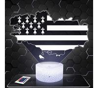 Lampephoto.fr - Lampe 3D Drapeau Bretagne Deco Chambre Garçon Fille, Lampe 3D Drapeaux Bretagne, Objet Breton, Idée Cadeau Décoration LED Veilleuse deco Bureau, Idée Cadeau Noel Original