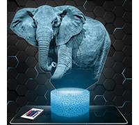 Lampephoto.fr - Lampe 3D Elephant Décoration Animal Sauvage Afrique, Idée Cadeau Homme Femme Objet Elephant Veilleuse Adulte Déco Chambre, Idee Cadeau Homme Femme Original, Effet Hologramme, TOP