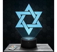 Lampephoto.fr - Lampe 3D Etoile de David Religion Décoration Juive Torah, Idée Cadeau Homme Femme, Objet etoile de David Religion Veilleuse Adulte Déco Chambre, Idee Cadeau Homme Femme Original, TOP