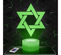 Lampephoto.fr - Lampe 3D Etoile de David Religion Décoration Juive Torah, Idée Cadeau Homme Femme, Objet etoile de David Religion Veilleuse Adulte Déco Chambre, Idee Cadeau Homme Femme Original, TOP