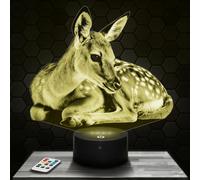 Lampephoto.fr - Lampe 3D Faon Cadeau Faon Animal Cerf Biche, Veilleuse Tactile Led, Effet Hologramme 3D, Idée Cadeau Noël Anniversaire Garçon ou Fille, Objet décoration chambre