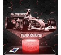 Lampephoto.fr - Lampe 3D Formule 1 M. Schumacher, pilote F1, idée cadeau fan F1, Veilleuse Tactile Led Illusion, Effet Hologramme 3D, Idée Cadeau Noël Anniversaire Garçon et Fille TOP