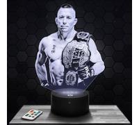Lampephoto.fr - Lampe 3D G. Saint Pierre Gsp MMA Déco Arts Martiaux Libres, Idée Cadeau Homme Femme, Objet G. Saint Pierre Gsp MMA Veilleuse Adulte Déco Chambre, Idee Cadeau Homme Femme Original