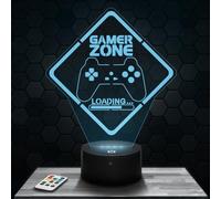 Lampephoto.fr - Lampe 3D Gamer Zone Deco Chambre Garçon, Lampe 3D Gamer Zone, Objet Gaming Gamer Jeux Video, Idée Cadeau Déco Lampe LED Veilleuse Deco Bureau, Idée Cadeau Adolescent Original TOP