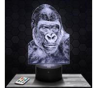 Lampephoto.fr - Lampe 3D Gorille buste Cadeau Gorille Animal Singe, Veilleuse Tactile Led, Effet Hologramme 3D, Idée Cadeau Noël Anniversaire Garçon ou Fille, Objet décoration chambre