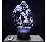 Lampephoto.fr - Lampe 3D GP Moto - F. Quartararo, Idée Cadeau Fan de Moto, Veilleuse Tactile Led Illusion, Effet Hologramme 3D, Cadeau Noël Anniversaire Homme et Femme TOP