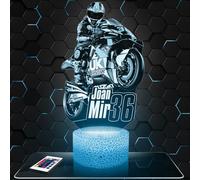 Lampephoto.fr - Lampe 3D GP Moto J. Mir, pilote Moto, idée Cadeau Fan Moto, Veilleuse Tactile Led Illusion, Effet Hologramme 3D, Idée Cadeau Noël Anniversaire Garçon et Fille
