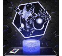 Lampephoto.fr - Lampe 3D Iron M. Idée Cadeau Super-Héros, Veilleuse Tactile Led Illusion, Effet Hologramme 3D, Idée Cadeau Noël Anniversaire Garçon et Fille, Déco Chambre Adulte Enfant TOP