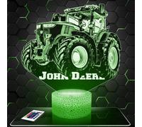 Lampephoto.fr - Lampe 3D J. Deere Tracteur Agricole, Idée Cadeau Agriculteur, Veilleuse Tactile Led, Effet Hologramme 3D, Idée Cadeau Noël Anniversaire Garçon et Fille, Déco Chambre TOP