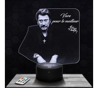Lampephoto.fr - Lampe 3D Johnny Paroles, Idée Cadeau Fan Chanson Française, Fan de Johnny, Veilleuse Tactile Led Illusion, Effet Hologramme 3D, Idée Cadeau Noël Anniversaire Garçon et Fille TOP