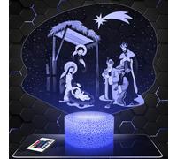 Lampephoto.fr - Lampe 3D LED Creche Jesus Christ Religion, Idée Cadeau deco Catholique Chrétien Christ, Lampe deco Bureau Salon Creche Jesus Christ, Lampe LED, Idée Cadeau Chrétien, TOP