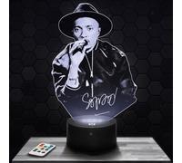 Lampephoto.fr - Lampe 3D LED illusion chevet - Bois Noir - Sopra - Lampe de chevet, Veilleuse Tactile Rappeur - Idée cadeau Noël anniversaire garçon et fille - Chambre d'enfant ou adulte TOP