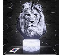 Lampephoto.fr - Lampe 3D Lion Décoration Animal Sauvage Afrique Félin, Idée Cadeau Homme Femme Objet Lion Veilleuse Adulte Déco Chambre, Idee Cadeau Noel Homme Femme Original, Effet Hologramme, TOP