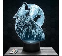 Lampephoto.fr - Lampe 3D Loup Lune, Décoration Collection Animal, Loup Idée Cadeau Homme Femme, Objet Loup Lune Veilleuse LED Adulte, Décoration Chambre, Idee Cadeau Noel Homme Femme Original, TOP