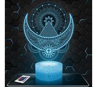 Lampephoto.fr - Lampe 3D Lune Occulte Alchimie, Décoration Spiritualité Magie Mystique, Veilleuse Tactile Led Illusion, Effet Hologramme 3D, Idée Cadeau Noël Anniversaire Garçon et Fille