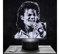 Lampephoto.fr - Lampe 3D M. Jackson Idée Cadeau Fan Musique, Veilleuse Tactile Led Illusion, Effet Hologramme 3D, Idée Cadeau Noël Anniversaire Garçon et Fille TOP