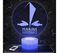Lampephoto.fr - Lampe 3D Marine nationale Armée France, Idée Cadeau Deco Militaire, Lampe Deco Bureau Salon Homme Femme, Idée Cadeau Noel Fan de Marine nationale Armée France, Effet Hologramme