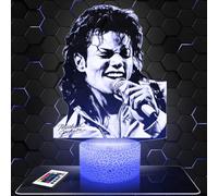 Lampephoto.fr - Lampe 3D Michael Jackson Idée Cadeau Fan Musique, Veilleuse Tactile Led Illusion, Effet Hologramme 3D, Idée Cadeau Noël Anniversaire Garçon et Fille TOP